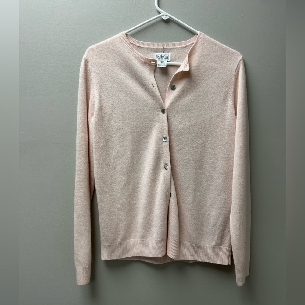 Vintage Liz Baker Essentials Pink Button Up‎ Cardigan
